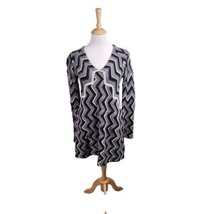 FREE PEOPLE RHIANNON CHEVRON LONG SLEEVE KNIT DRESS BLACK COMBO
